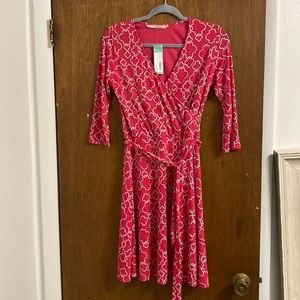 Stitch Fix Geo Cube Jersey Faux Wrap Dress Size Medium in Dark Pink 35987-702B